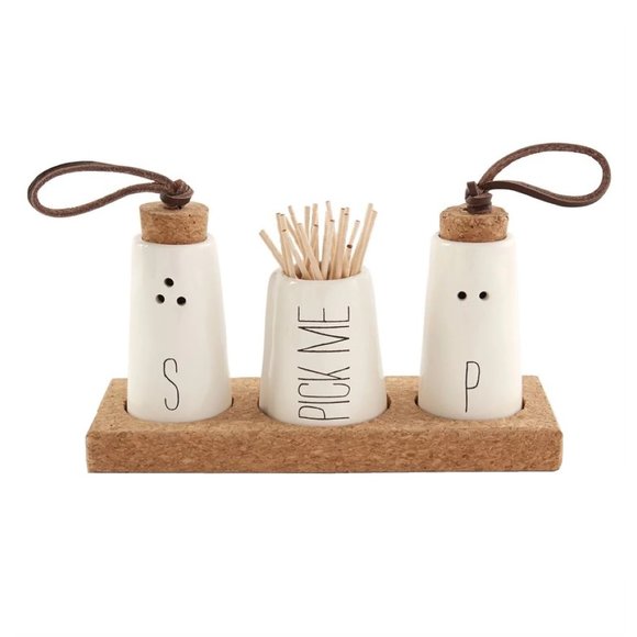 Mud Pie Other - Mud Pie Salt, Pepper, & Toothpick Holder Set, Includes Pack of Wooden Toothpicks